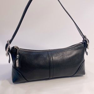 COACH Hampton Black Leather Small Hobo Shoulder Bag EUC